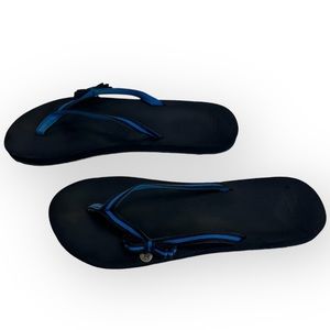 Abercrombie & Fitch Flip Flops Navy Blue Roayl Blue Fabric Bow Womens 7 / 8 Y2K